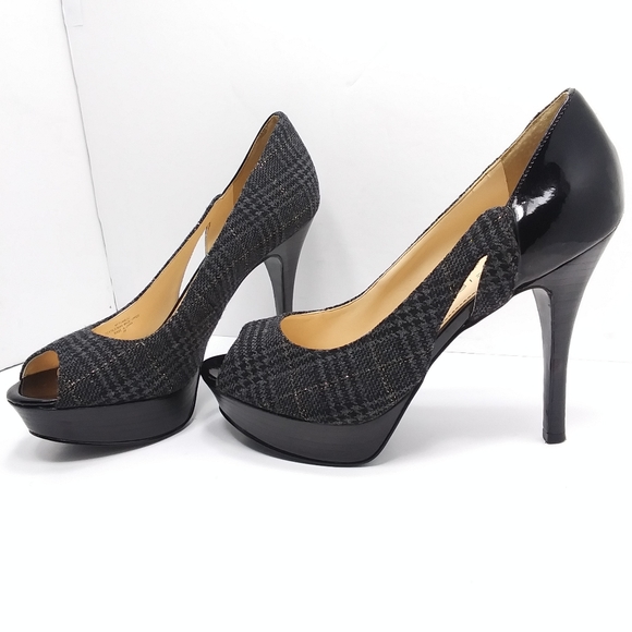 MARC FISHER Rumble 2 Wool & Patent Platform Peeptoe Pumps EUC - Picture 12 of 16